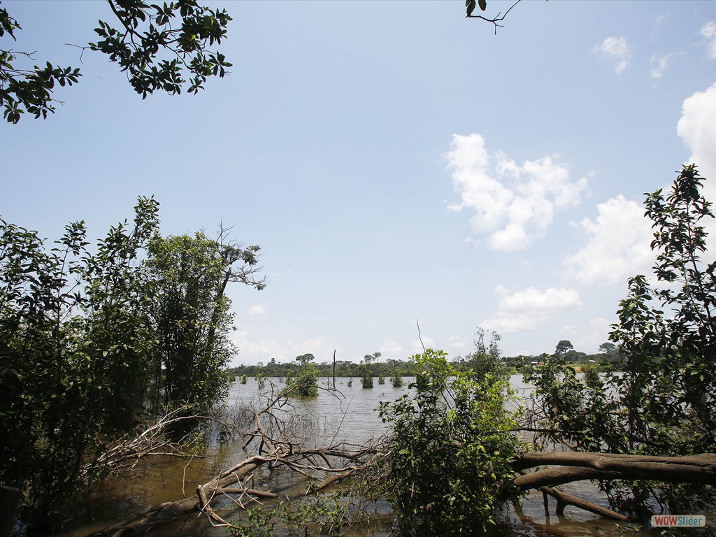 GEOBIAMA - Parintintins indigenous village at the margins of a fluvial ria, Humait, southern Amazonas.